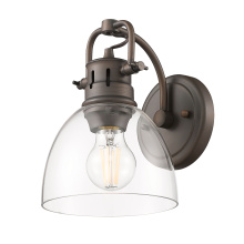 Golden 3602-BA1 RBZ-CLR - Yep by Golden Lighting Duncan 1-light Vanity in Rubbed Bronze and Clear Glass